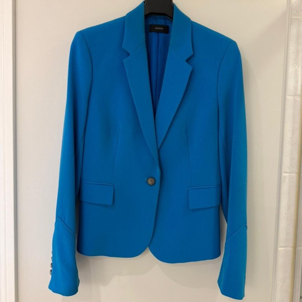 JOSEPH Tailored Cobalt/Azure Blue Single-Button Crepe Blazer (S/M)